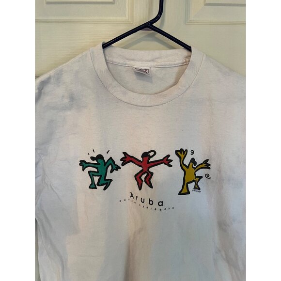 Vintage 90's Aruba Crewneck Short Sleeve TShirt XL Single Stitch - Picture 2 of 8